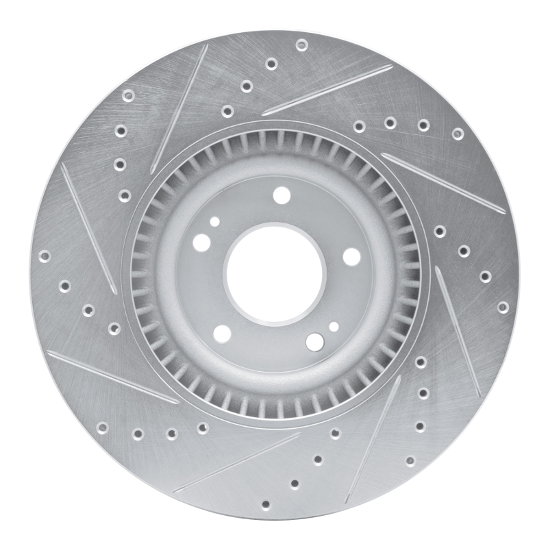 Hyundai Palisade Brake Rotor (1) - Front Right - R1 Concepts - Drilled & Slotted - Silver - `20-`25